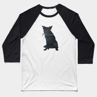 Border Collie Art Black Silhouette Baseball T-Shirt